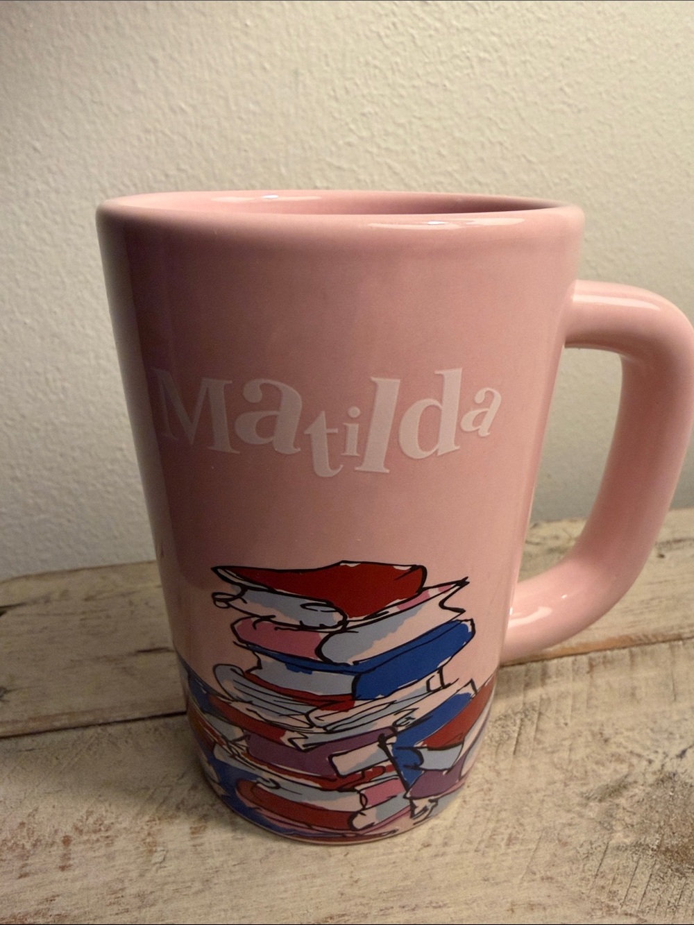 Out of Print Matilda Pale Pink Ceramic Mug Stack of Books 2020